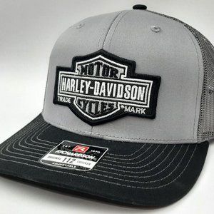 HD Biker Richardson 112 Trucker Cap Hat Snapback Harley Davidson Patch Retro 70s